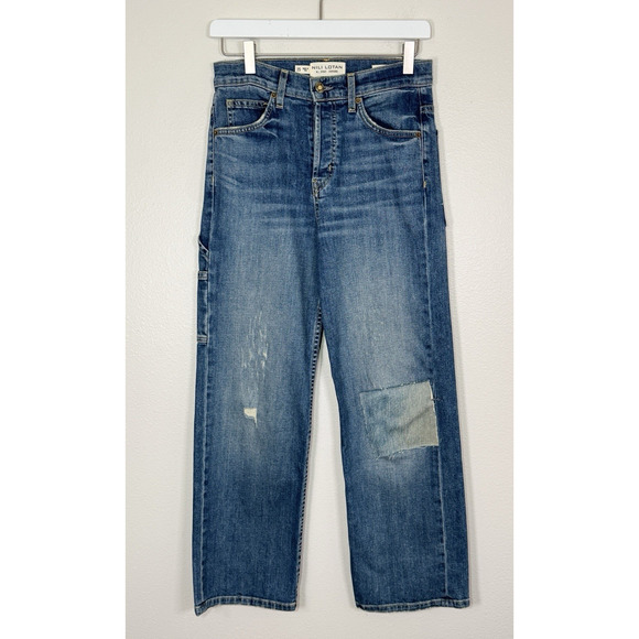 Nili Lotan Violette Jeans Wide Straight Leg Patchwork Casual, 25 - Modified - Picture 4 of 14